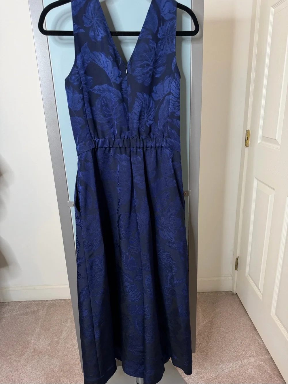 J. Crew Navy Floral Jacquard Maxi Dress